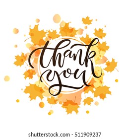 Hand drawn Thank you typography poster. 