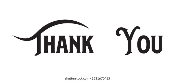 Hand drawn Thank You writing lettering text icon. vector illustration.