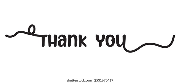 Hand drawn Thank You writing lettering text icon. vector illustration.