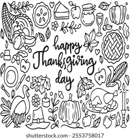 Hand drawn Thanksgiving Day text decoration