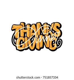 Hand drawn Thanksgiving Dinner, typography poster. Celebration lettering quote. Vector illustration
