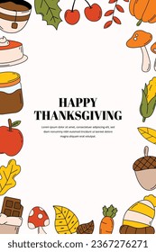 handgezeichneter Thanksgiving-Rahmenhintergrund