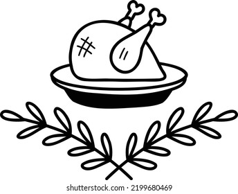 Hand Drawn thanksgiving turkey illustration isolated on background