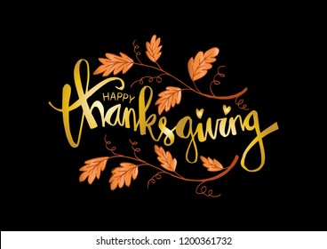 Hand drawn Thanksgiving typography poster. Celebration quote "Happy Thanksgiving"