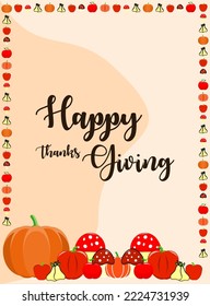 Hand drawn Thanksgiving typography poster. Celebration quote "Happy Thanksgiving" on textured background for postcard, autumn icon, logo or badge.
