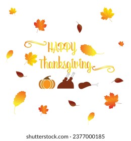 Hand drawn Thanksgiving typography poster. Celebration quote "Happy Thanksgiving" on textured background for postcard, autumn icon, logo or badge. Autumn vect