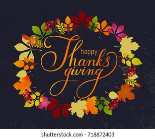 Hand drawn Thanksgiving typography. Thanksgiving vector vintage style calligraphy for Thanksgiving Poster, Postcard and Invitation card, banner