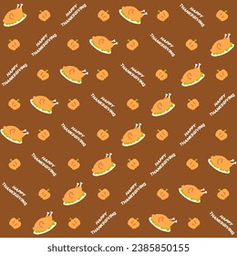 Hand Drawn Thanksgiving Vector Seamless Pattern