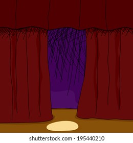 Hand drawn theater stage background with spotlight