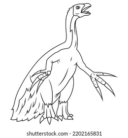 hand drawn of Therizinosaurus line art   