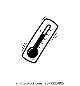 Illustration des handgezeichneten Thermometers. Doodle-Vektorgrafik. Einzeln auf weißem Hintergrund - EPS10 Vektorgrafik