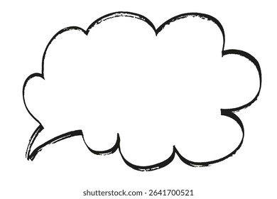 hand drawn thick marker expressive minimalist comic book text bubble in the form of a cloud left to right