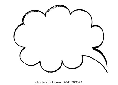 hand drawn thick marker expressive minimalist comic book text bubble in the form of a cloud right to left