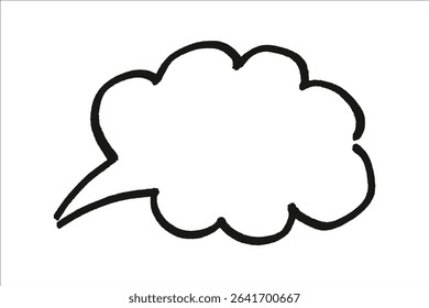hand drawn thick marker expressive minimalist comic book text bubble in the form of a cloud