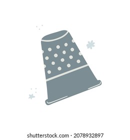 Mano dibujada a fuego lento para coser aislado en un fondo blanco. Doodle, ilustración en un sencillo estilo plano. Se puede utilizar para la decoración de textiles, papel y otras superficies.