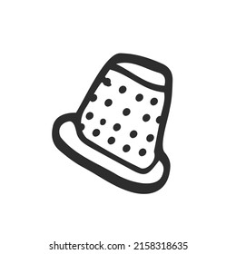 Hand drawn thimble for sewing isolated on a white background. Doodle, illustration in a simple flat style. It can be used for decoration of textile, paper and other surfaces.