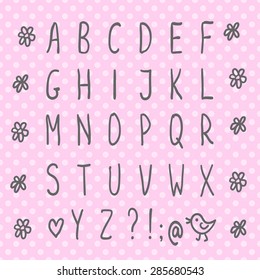 Hand drawn thin alphabet. Sans-serif handwritten sketchy font