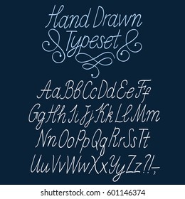 Hand drawn thin elegant calligraphy vector ABC letters. Beautiful font for your design.