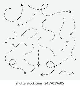 Hand drawn thin line arrows set vector isolated on white background.