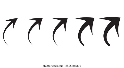 Hand drawn thin line arrows set. Arrow icon. Doodle arrow. Collection different arrows sign. Many vector curvy and wavy arrows isolated on white background.