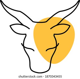 hand drawn thin line bull. Modern trends in illustration. Zodiac sign
