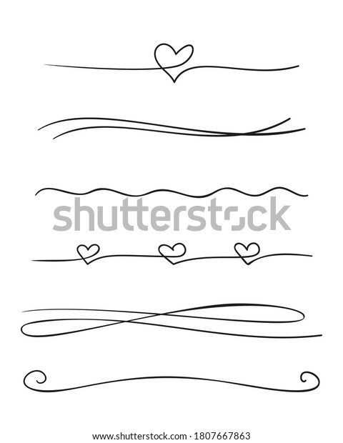 Hand drawn thin line divider. Set isolated\
on white background. Vector\
illustration
