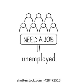 Hand drawn thin line icon, vector logo template illustration. Lockout and work loss. Unemployment and crisis isolated symbol. Black on white pictogram. Simple mono linear modern design.