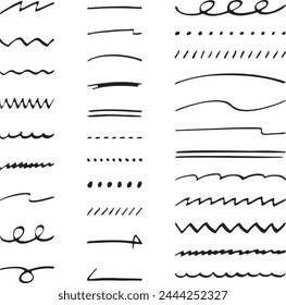 Hand drawn thin line vector material set