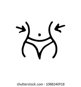 Hand drawn thin waits doodle icon. Hand drawn black sketch. Sign symbol. Decoration element. White background. Isolated. Flat design. Vector cartoon illustration.