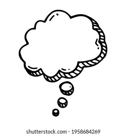 hand drawn think balloon in doodle style isolated
