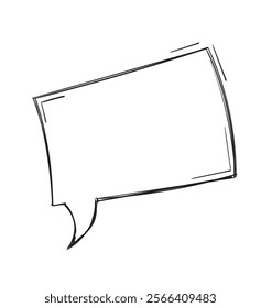 Hand drawn think and talk speech bubbles with message, greetings and dialog. Doodle style. Isolated