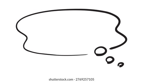 Hand Drawn Thinking Speech Bubble Vector Illustration, Comic Style Doodle Frame