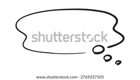 Hand Drawn Thinking Speech Bubble Vector Illustration, Comic Style Doodle Frame