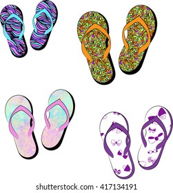 Hand drawn thongs in vector. 