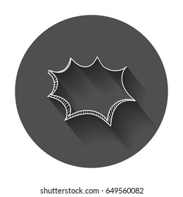 Hand drawn thought speech bubble on black background. Infographic design. Bubble with long shadow.