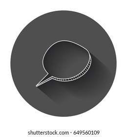 Hand drawn thought speech bubble on black background. Infographic design. Bubble with long shadow.