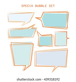 hand drawn thought and speech bubbles. empty speech bubbles. sketch hand drawn bubble speech. set of text balloons.