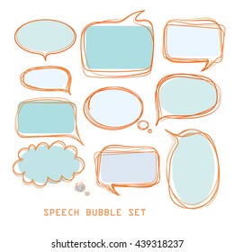 hand drawn thought and speech bubbles. empty speech bubbles. sketch hand drawn bubble speech. set of text balloons.