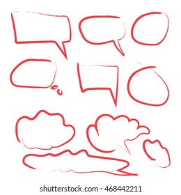 hand drawn thought and speech bubbles. empty speech bubbles. sketch hand drawn bubble speech. set of text balloons.