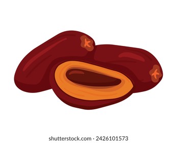 Icono de dibujos animados de frutas dibujadas a mano de tres fechas para Iftar, Ramadan Kareem, Eid Al Fitr, Eid Al Adha Elemento de decoración Banner aislado sobre fondo blanco