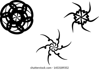 Hand drawn three different symmetric shapes