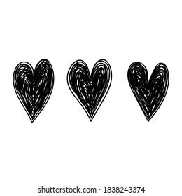 Hand Drawn Three Heart Set