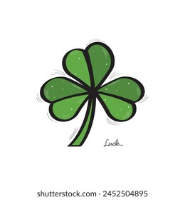 Hand Drawn Three Leaf Clover Icon Vector Design.