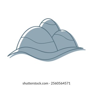 Hand drawn three mountains color. Clip art for your projects.