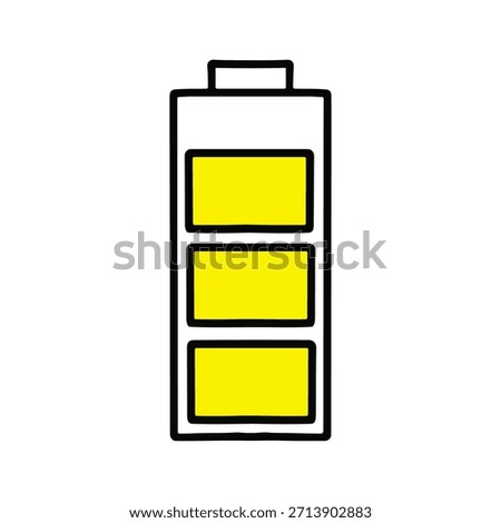 Hand drawn three quarter battery charge icon vector isolated on white background