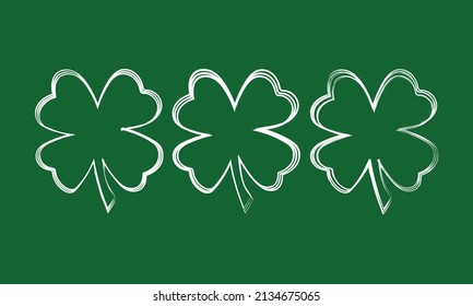 Dibujar Tres Shamrock En La Ilustración Del Vector De Fondo Verde