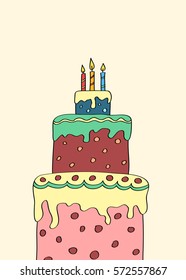 Hand drawn three tier cake