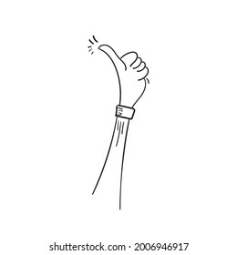 Dibujo de mano del pulgar arriba Gesture con estilo Doodle