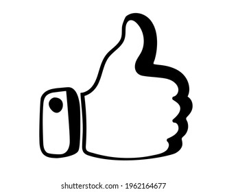 Hand drawn Thumb up icon in doodle style. Testimonials, like and customer relationship management concept.  Isolated on white background