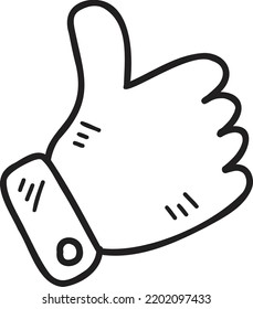Hand Drawn thumb up hand illustration isolated on background